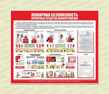 С14 Стенд пожарная безопасность (первичные средства пожаротушения) (1200х1000 мм, карманы, пластик ПВХ 3 мм, алюминиевый багет золотого цвета) - Стенды - Стенды по пожарной безопасности - Магазин охраны труда и техники безопасности stroiplakat.ru