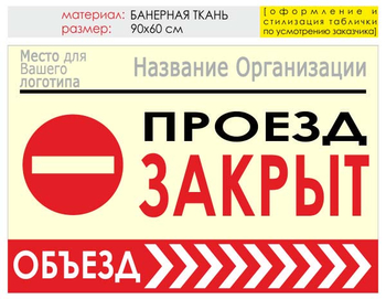 Информационный щит "объезд справа" (банер, 90х60 см) t13 - Охрана труда на строительных площадках - Информационные щиты - Магазин охраны труда и техники безопасности stroiplakat.ru